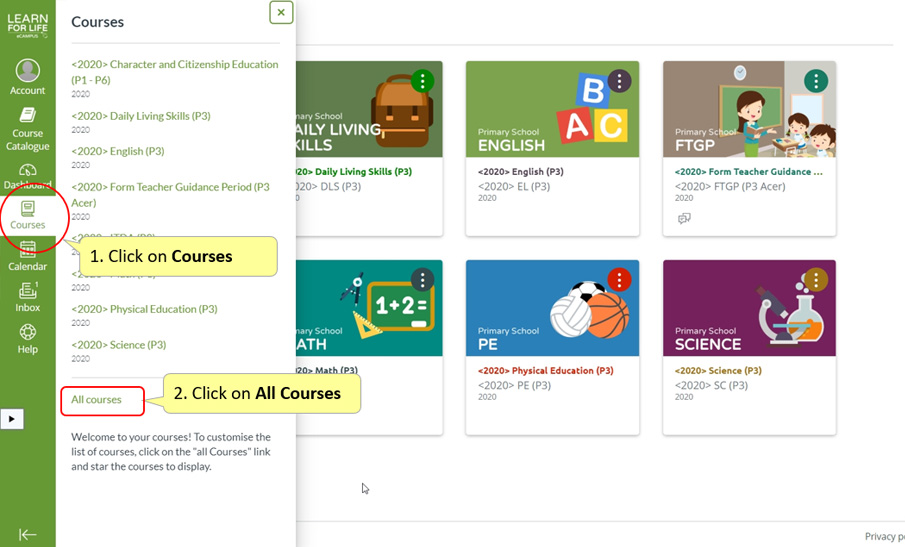 Click on All Courses